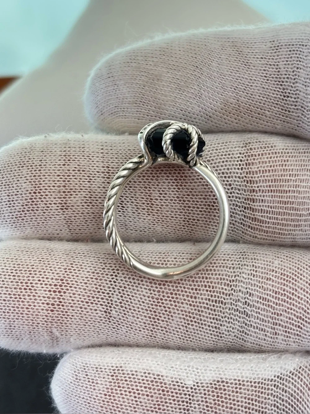David Yurman Cable Wrap Ring with Black Onyx & Diamonds 7